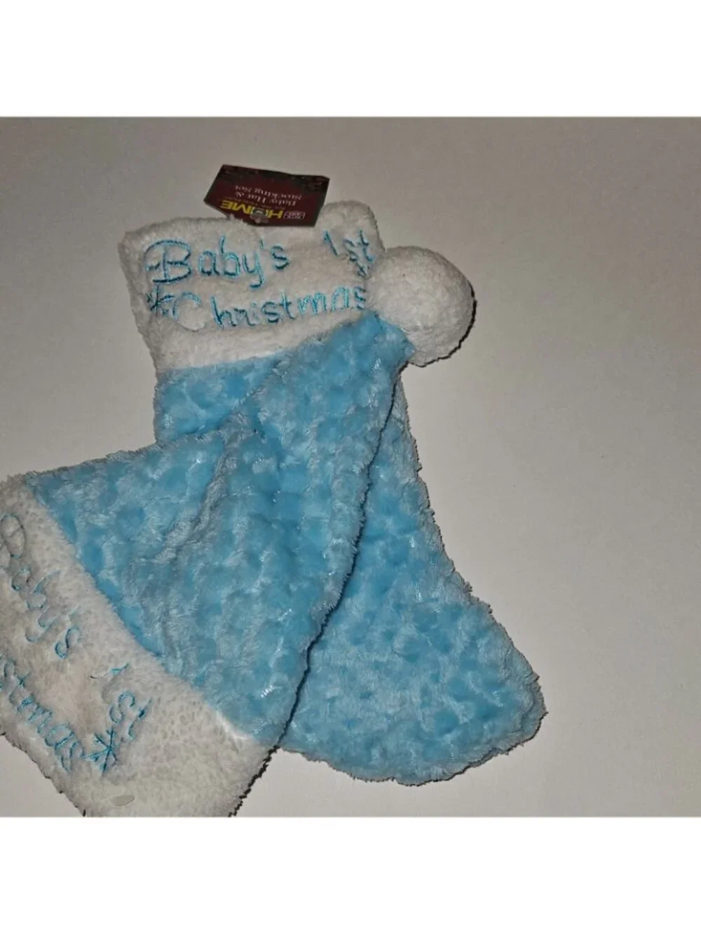 NOS Baby's 1st Christmas Blue White Santa Hat Small Christmas Stocking Lot READ